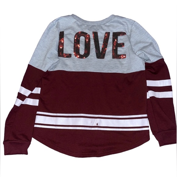 RILEY &JAMES juniors/women’s sweatshirt LOVE maroon size small - Picture 2 of 10